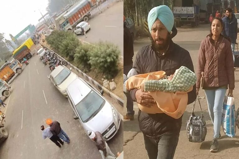 Punjab में Highway बंद से परेशान लोग, तस्वीरों में देखें कैसे पैदल ही निकल पड़े